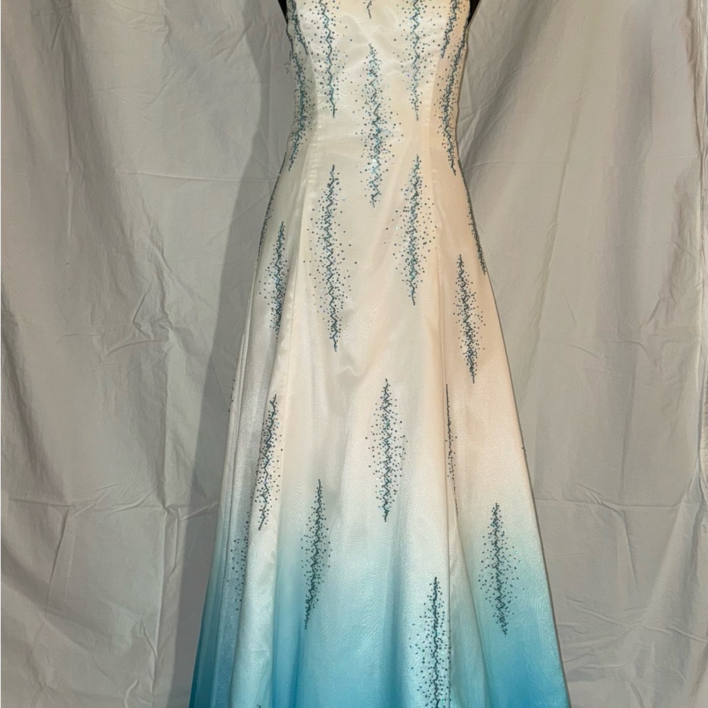 Elegant Blue and White Women's Dress